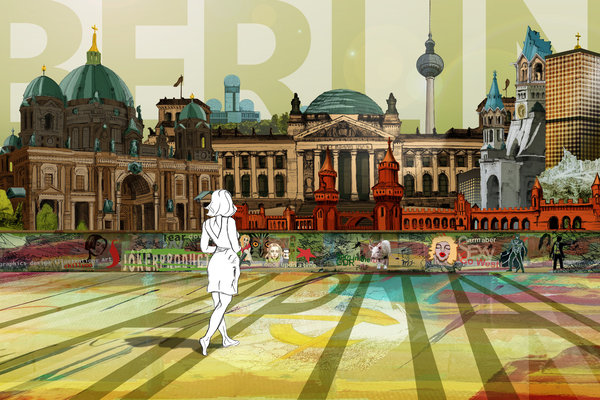 "Berlin – Girl in front of skyline" (Print) 600 x 400 mm
