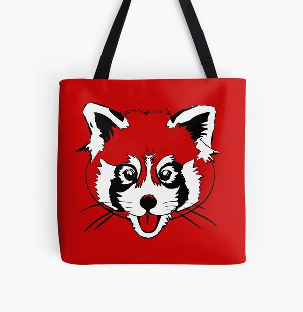 The Little Red Panda – Katzenbär - Red Panda Stofftasche - Allover-Print Tote Bag