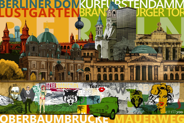 "Berlin #2 - City-Skyline+Wall" (Print) 600 x 400 mm