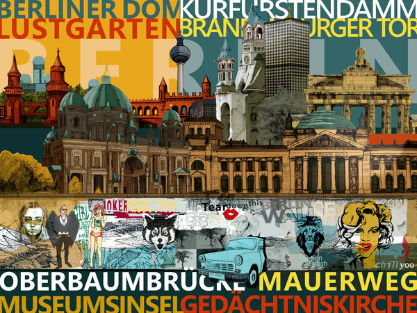 "Berlin #1 - City-Skyline+Wall" (Print) 400 x 300 mm